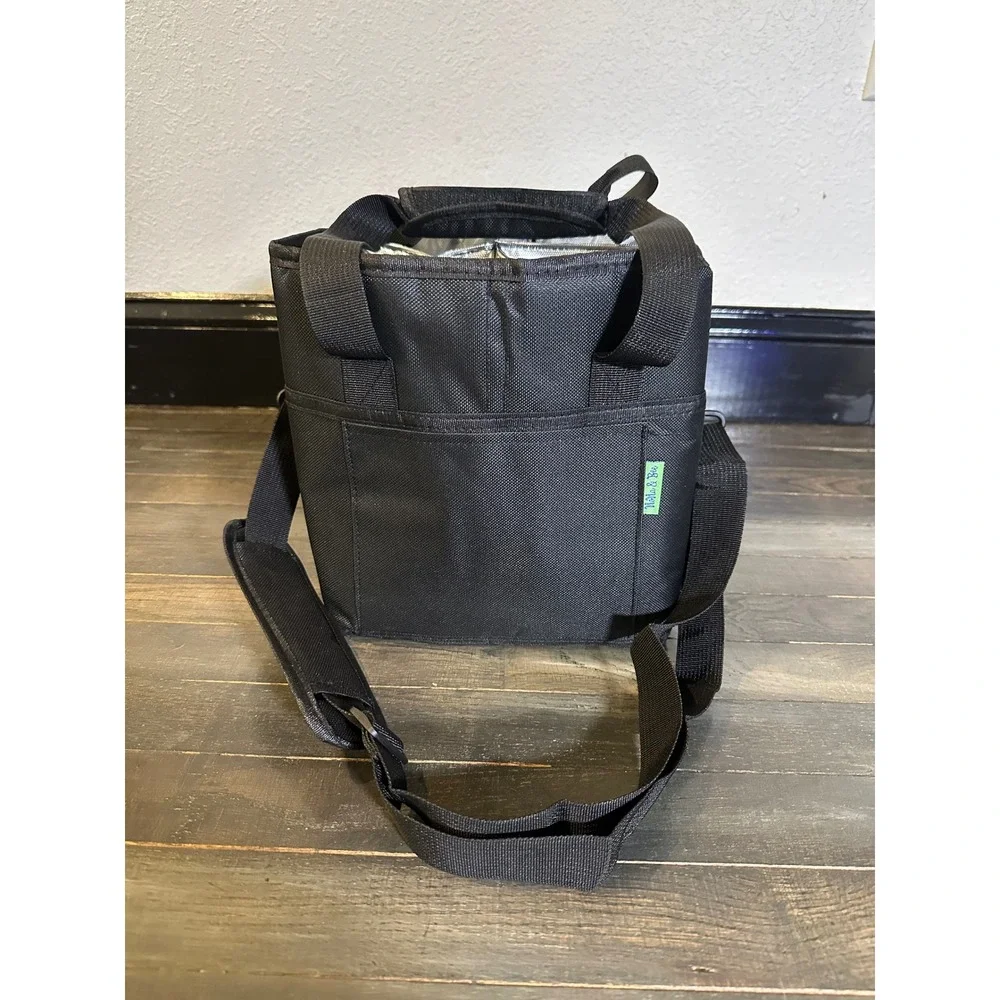 NoNa & Bee Insulated 4 Cup Drink Carrier Bag Black Adjustable Strap Water Bottle